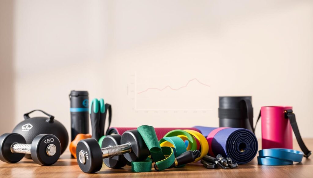 A well-lit, high-resolution comparison of affordable fitness gear against a clean, minimalist background. In the foreground, an array of essential workout equipment - dumbbells, resistance bands, yoga mats - showcased in an organized display, highlighting their quality and affordability. The middle ground features a graph or data visualization illustrating the relationship between price and performance for these fitness products. The background has a soft, blurred effect, creating a sense of focus on the central items. Subtle, neutral lighting casts a warm, natural glow, emphasizing the textures and materials of the gear. The overall mood is one of informed, considered purchasing decisions, supporting the article's exploration of quality versus price in the fitness equipment market. A well-lit, high-resolution comparison of affordable fitness gear against a clean, minimalist background. In the foreground, an array of essential workout equipment - dumbbells, resistance bands, yoga mats - showcased in an organized display, highlighting their quality and affordability. The middle ground features a graph or data visualization illustrating the relationship between price and performance for these fitness products. The background has a soft, blurred effect, creating a sense of focus on the central items. Subtle, neutral lighting casts a warm, natural glow, emphasizing the textures and materials of the gear. The overall mood is one of informed, considered purchasing decisions, supporting the article's exploration of quality versus price in the fitness equipment market.