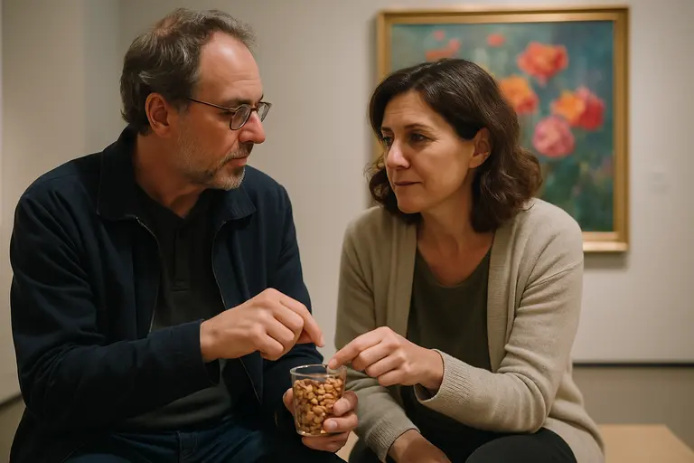 Portable fruit, crackers, and nuts packed in tidy containers for an art outing